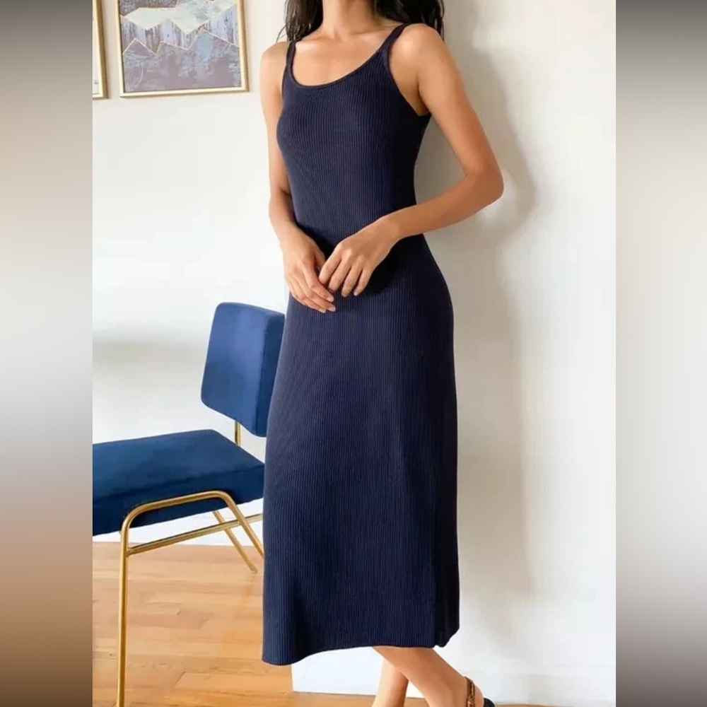 Vince Ribbed Camisole Midi Dress in Coastal
